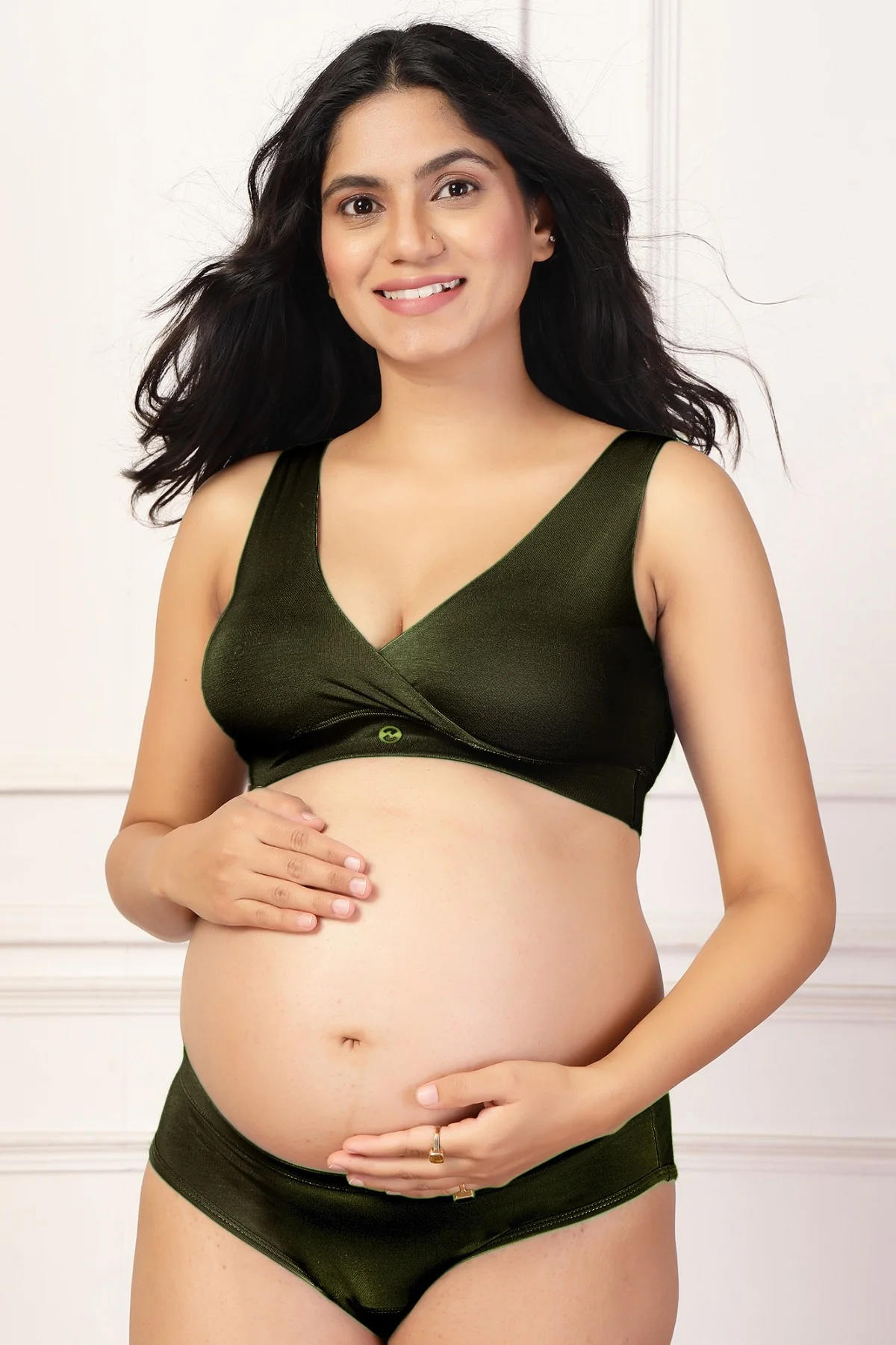 247 (Upgraded) Army Green Modal Padded Maternity Feeding Bra - Image 7