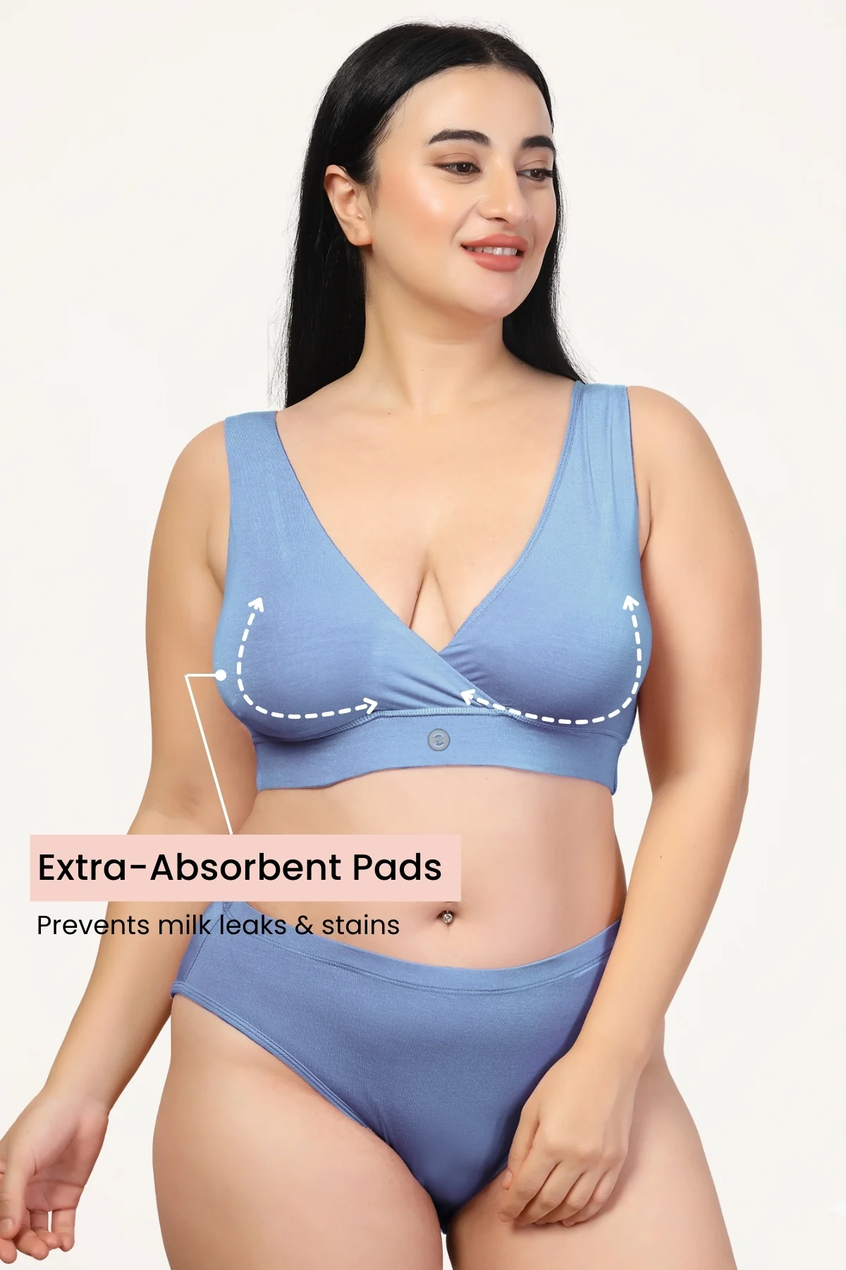 247 (Upgraded) Cornflower Blue Modal Padded Maternity Feeding Bra - Image 6