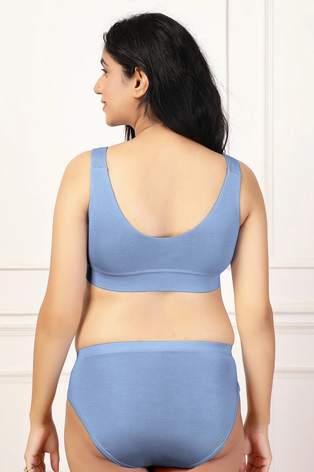 247 (Upgraded) Cornflower Blue Modal Padded Maternity Feeding Bra - Image 8