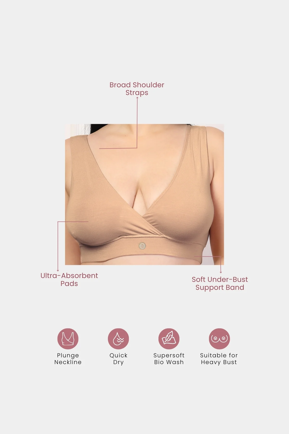 247 (Upgraded) Dark Skin Modal Padded Maternity Feeding Bra - Image 3
