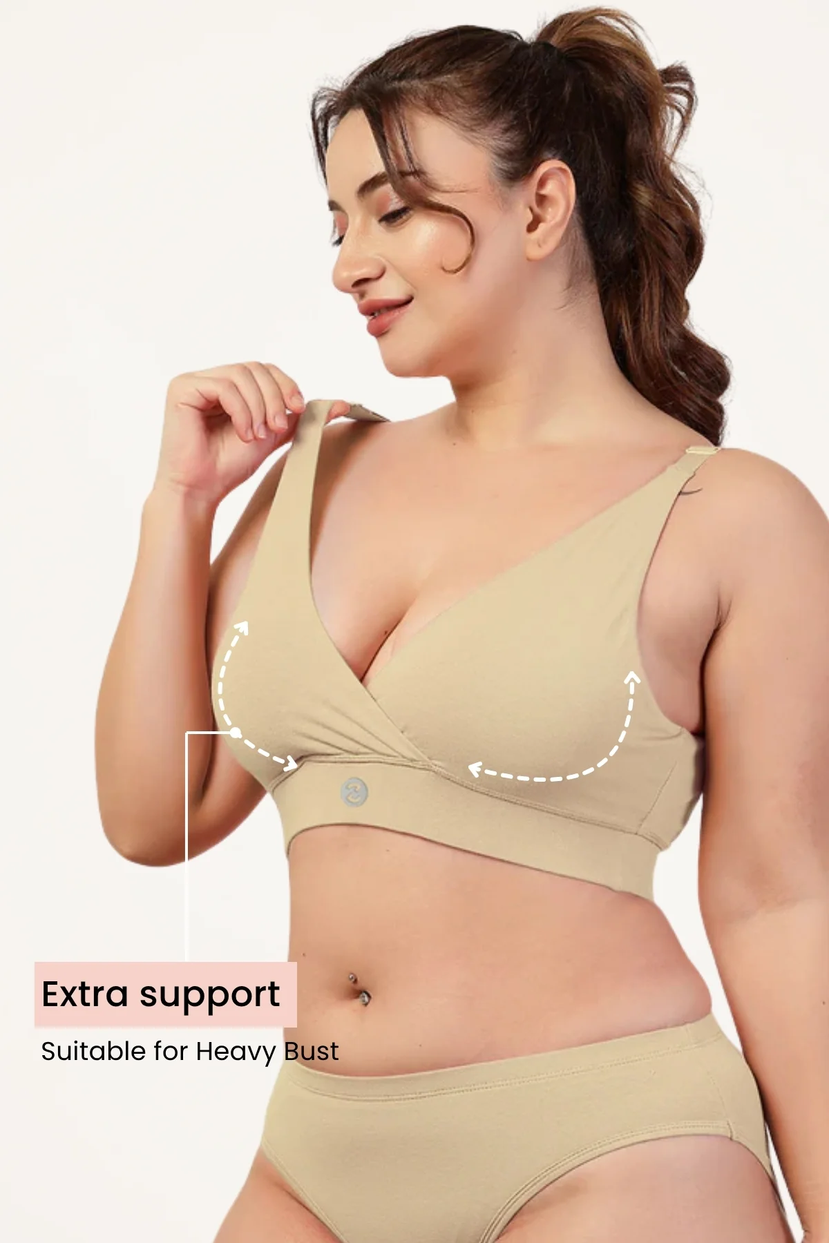 247 Extra Support Cotton Feeding Bra with Adjuster - Skin - Image 5