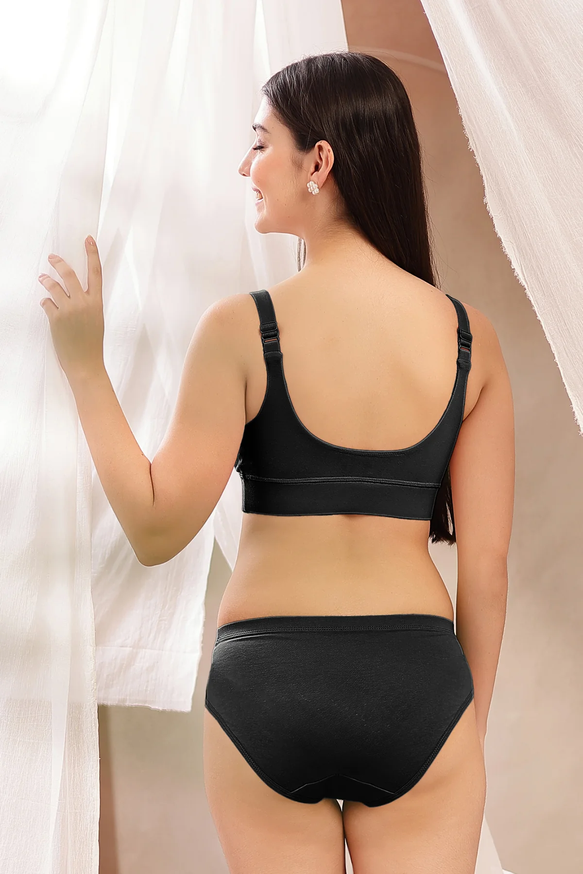 247 Extra Support Cotton Feeding Bra with Adjuster - Black - Image 17
