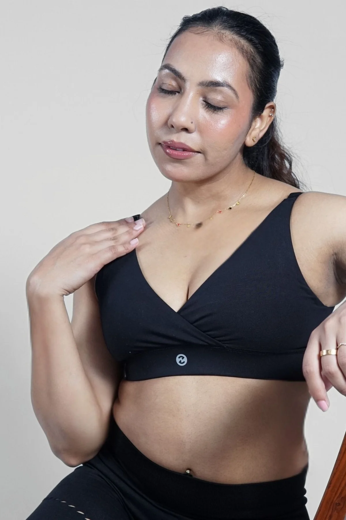 247 Extra Support Cotton Feeding Bra with Adjuster - Black - Image 25