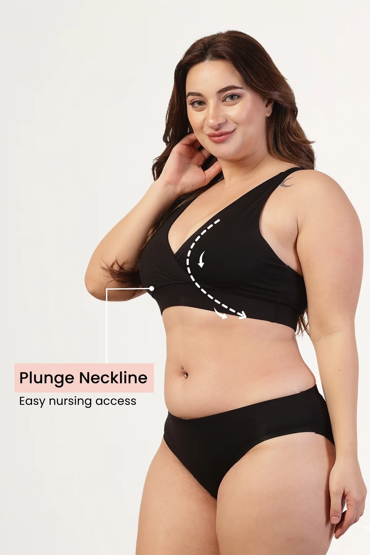 247 Extra Support Cotton Feeding Bra with Adjuster - Black - Image 3