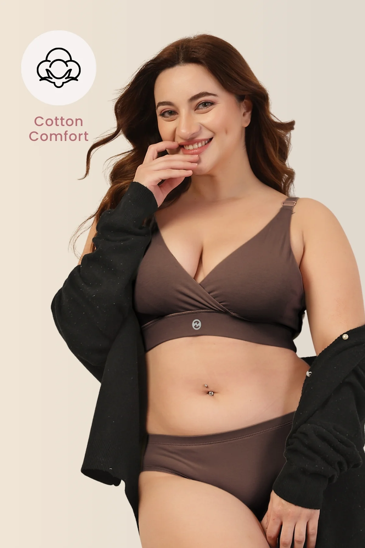 247 Extra Support Cotton Feeding Bra with Adjuster - Brown