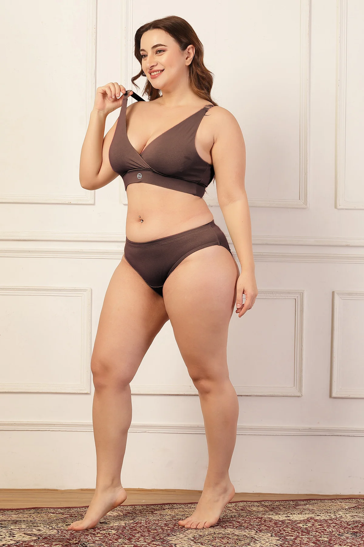 247 Extra Support Cotton Feeding Bra with Adjuster - Brown - Image 14