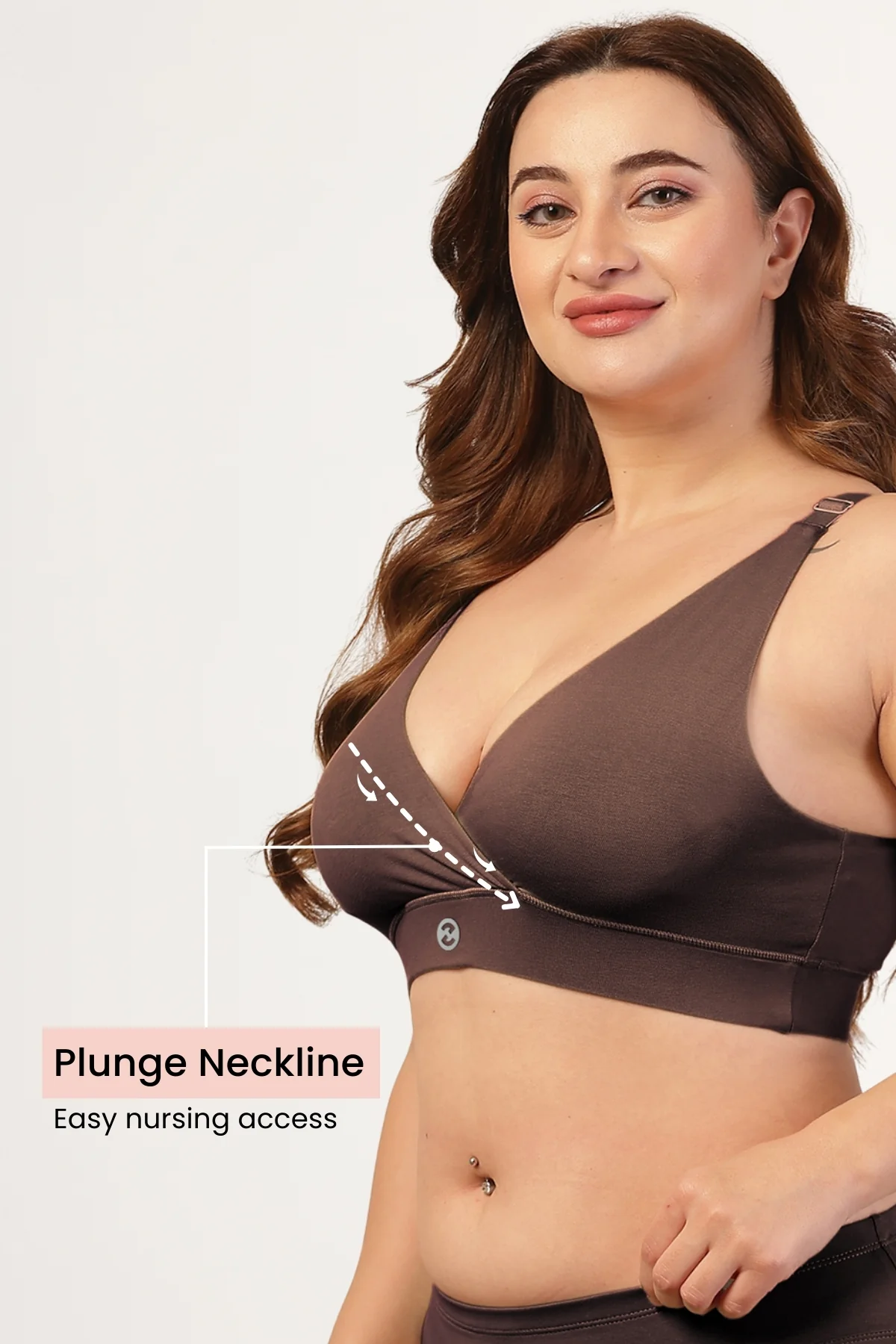 247 Extra Support Cotton Feeding Bra with Adjuster - Brown - Image 3
