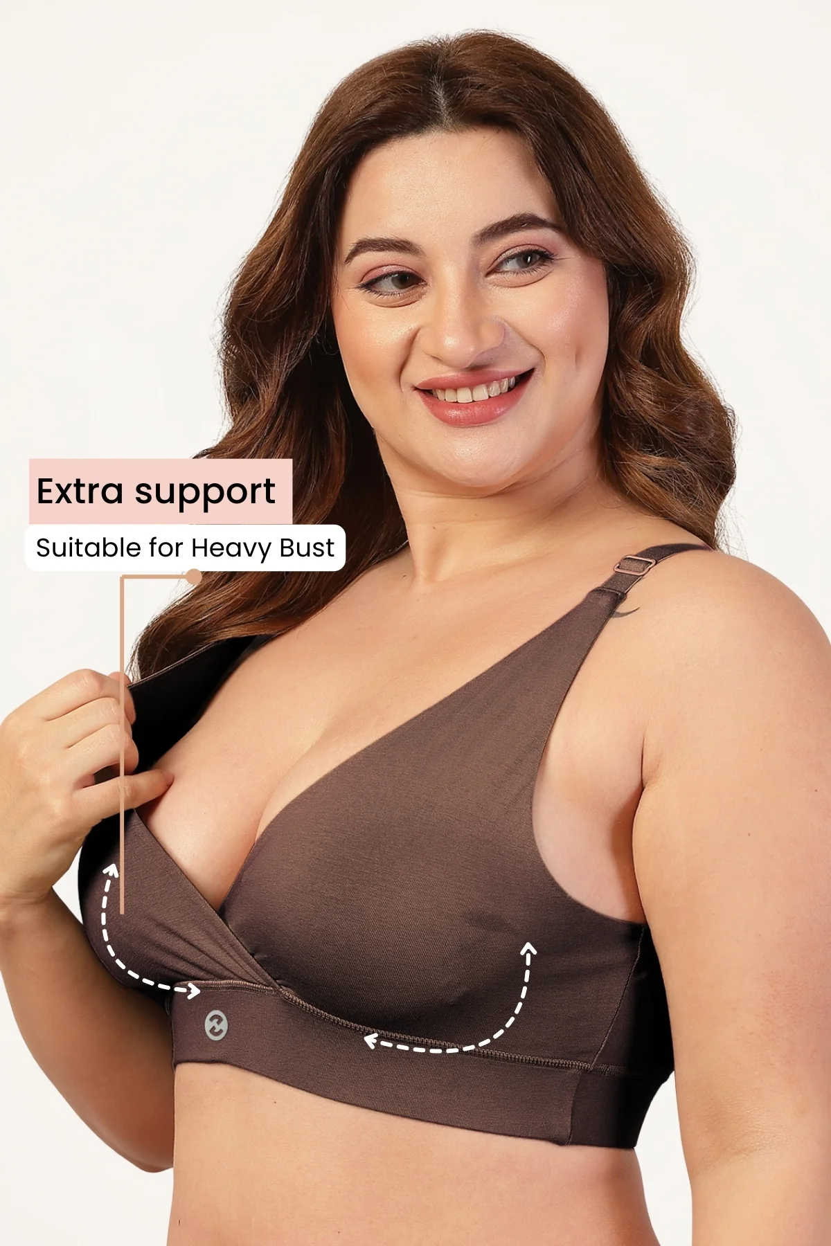247 Extra Support Cotton Feeding Bra with Adjuster - Brown - Image 4