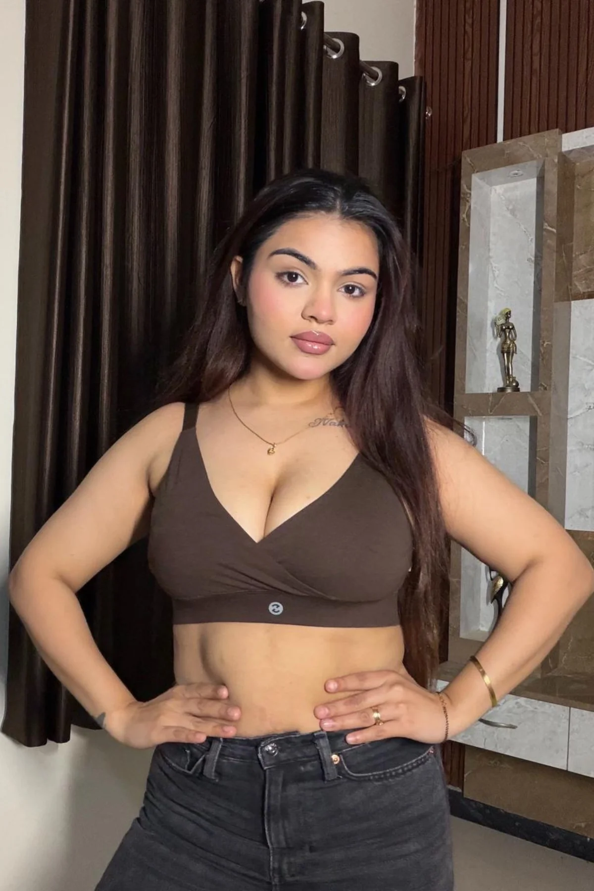 247 Extra Support Cotton Feeding Bra with Adjuster - Brown - Image 7