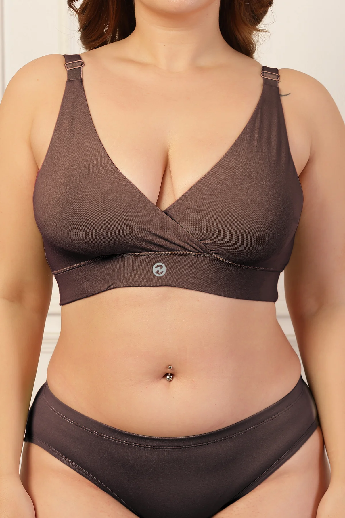 247 Extra Support Cotton Feeding Bra with Adjuster - Brown - Image 8