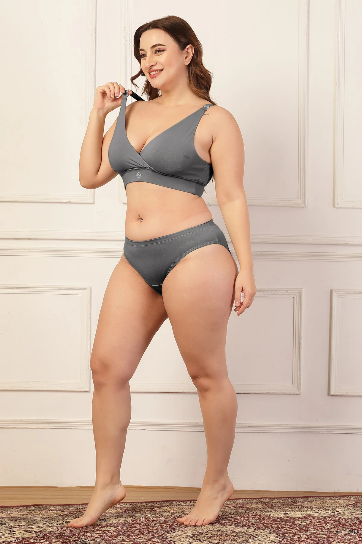 247 Extra Support Cotton Feeding Bra with Adjuster - Dark Grey - Image 12