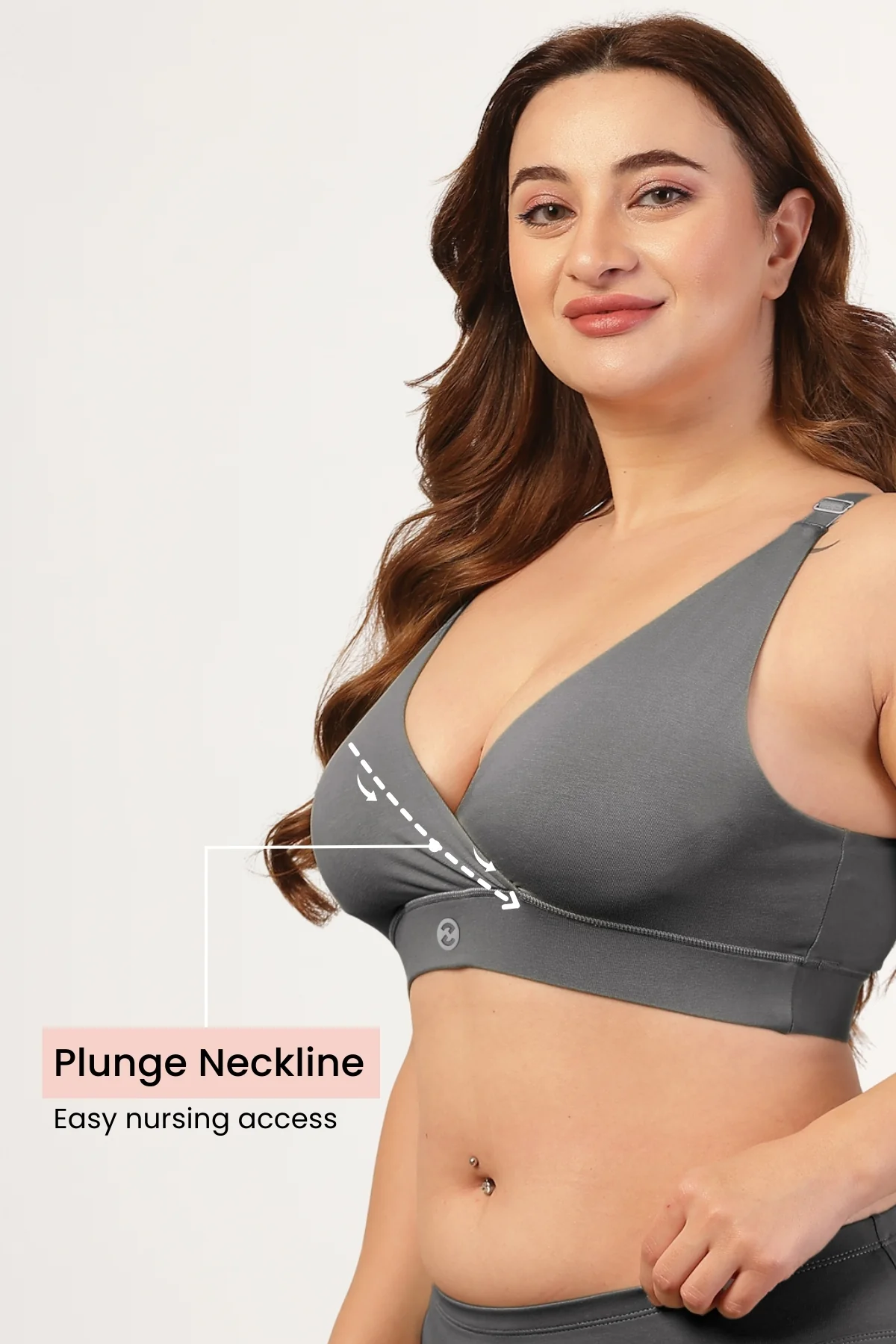 247 Extra Support Cotton Feeding Bra with Adjuster - Dark Grey - Image 5