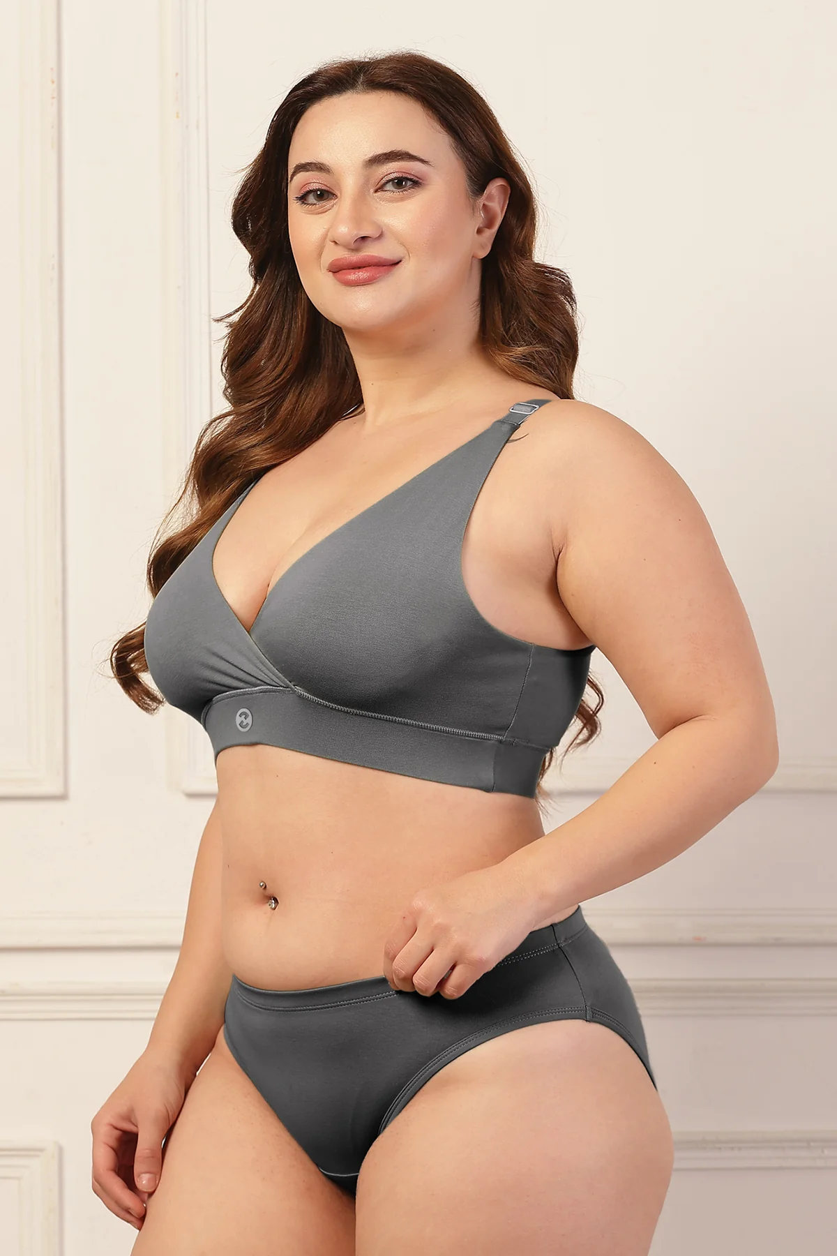 247 Extra Support Cotton Feeding Bra with Adjuster - Dark Grey - Image 6