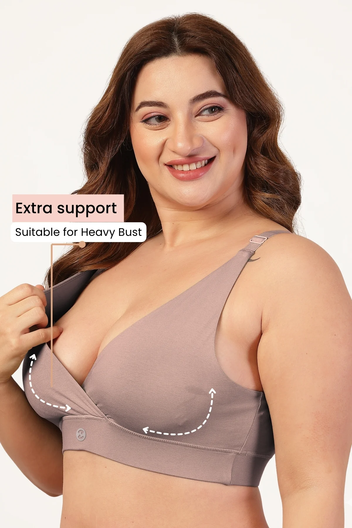 247 Extra Support Cotton Feeding Bra with Adjuster - Dark Skin - Image 2