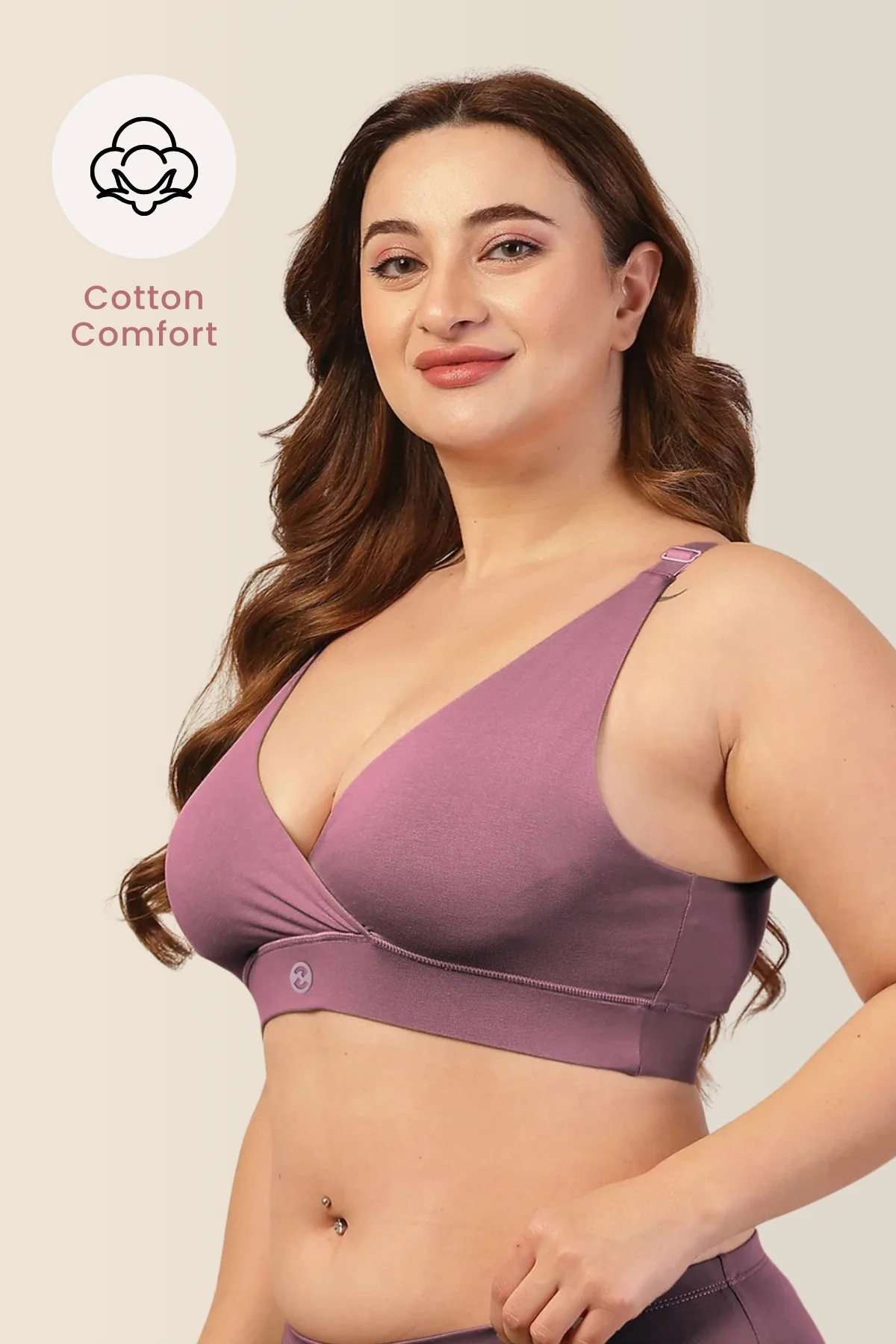 247 Extra Support Cotton Feeding Bra with Adjuster - Lilac