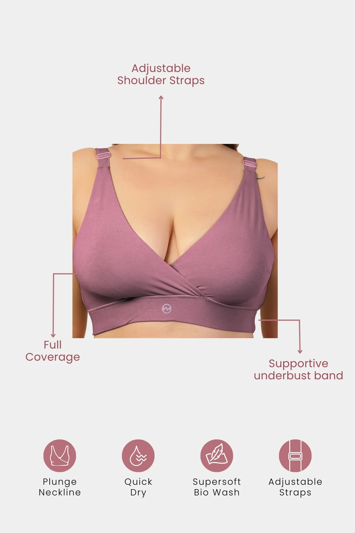 247 Extra Support Cotton Feeding Bra with Adjuster - Lilac - Image 15