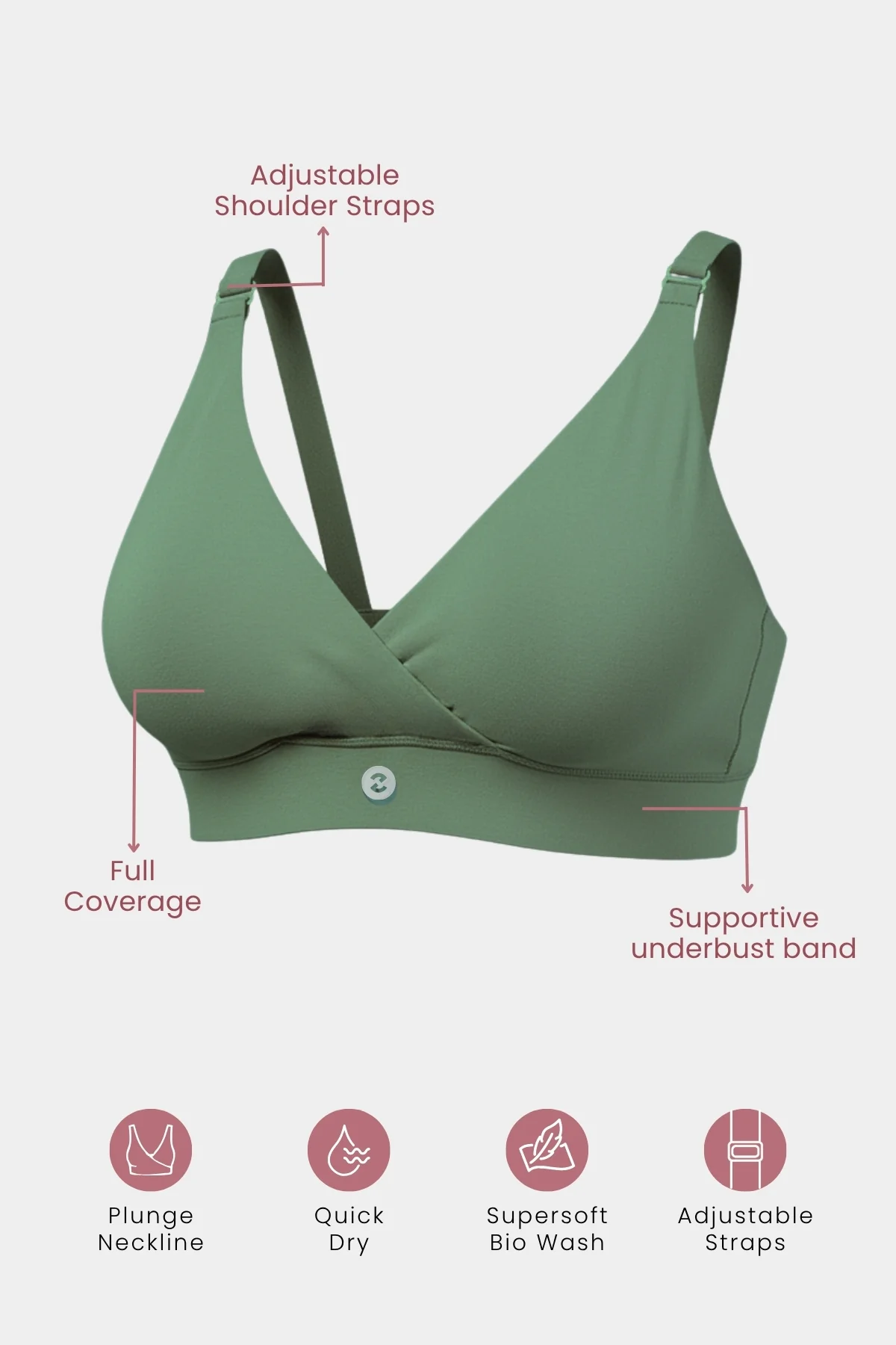 247 Extra Support Cotton Feeding Bra with Adjuster - Medium Green - Image 20