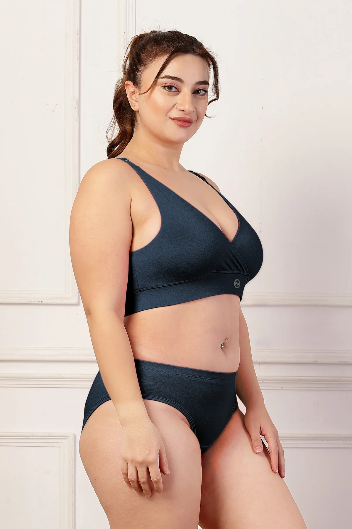 247 Extra Support Cotton Feeding Bra with Adjuster - Navy Blue - Image 11