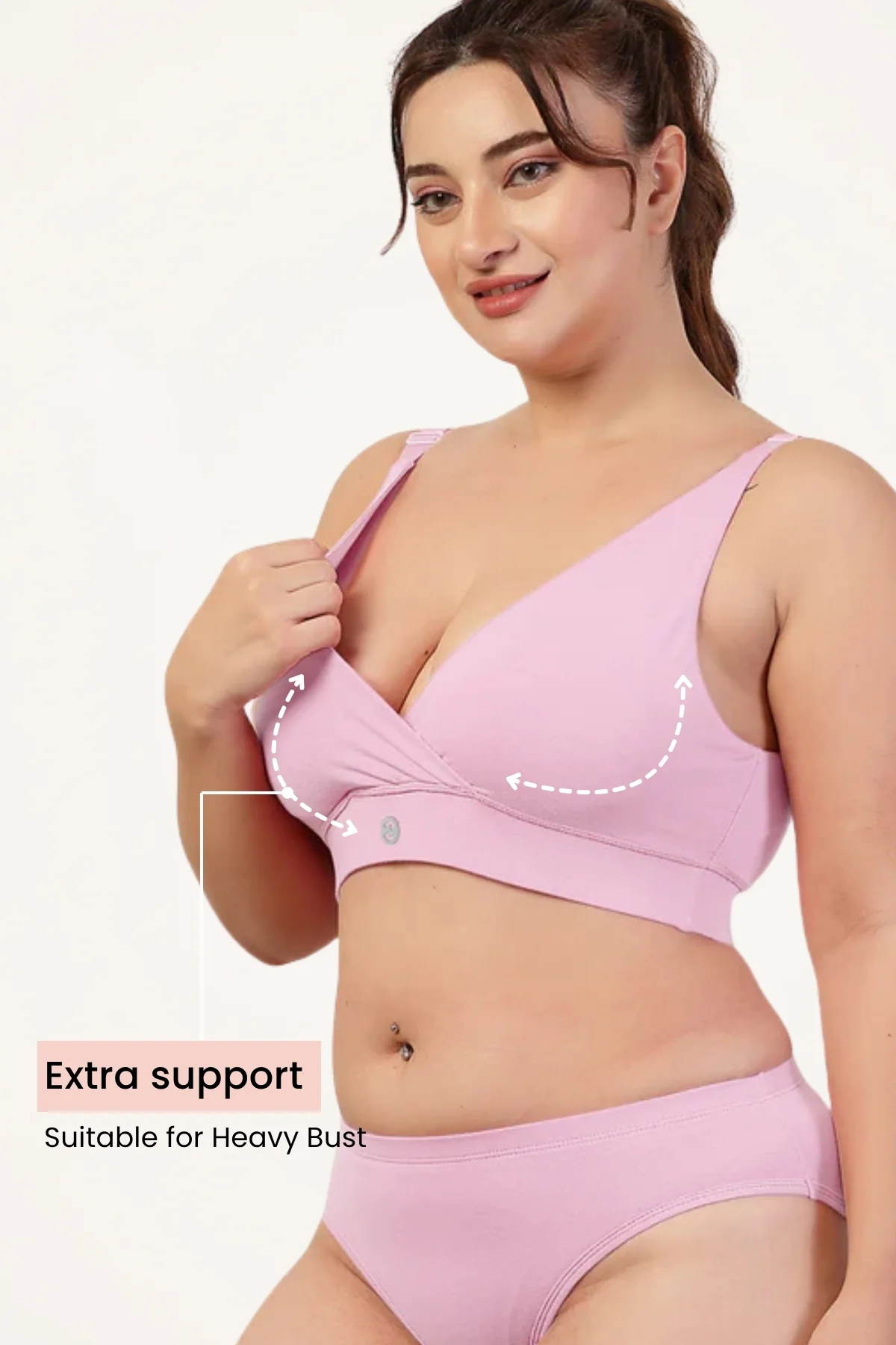 247 Extra Support Cotton Feeding Bra with Adjuster - Pink - Image 5