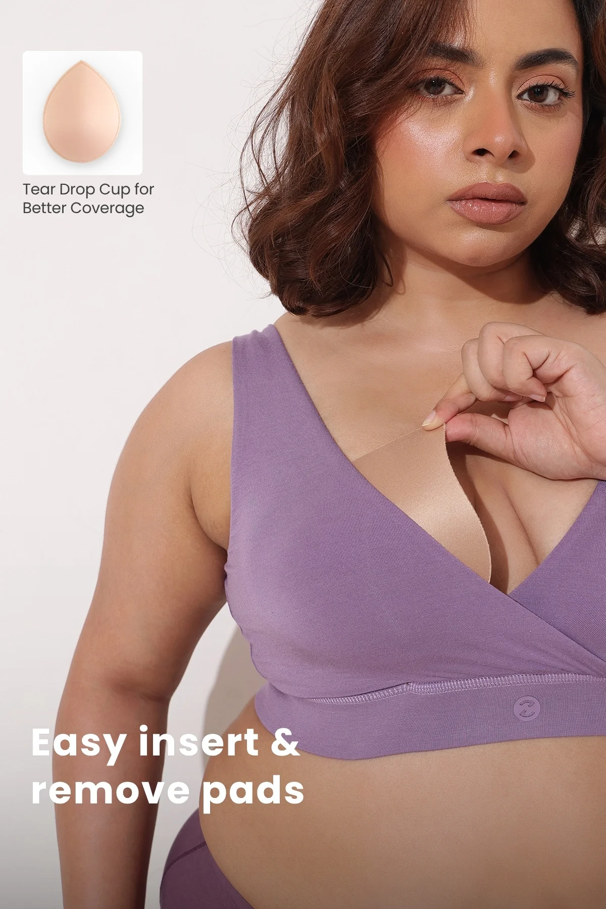 247 (Upgraded) Lavender Modal Padded Maternity Feeding Bra - Image 3