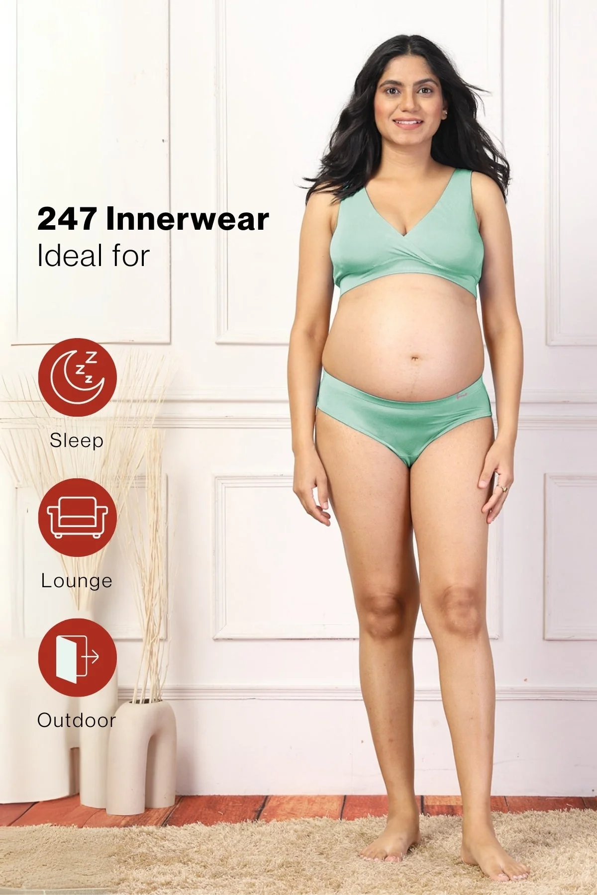 247 (Upgraded) Mint Green Modal Padded Maternity Feeding Bra - Image 9