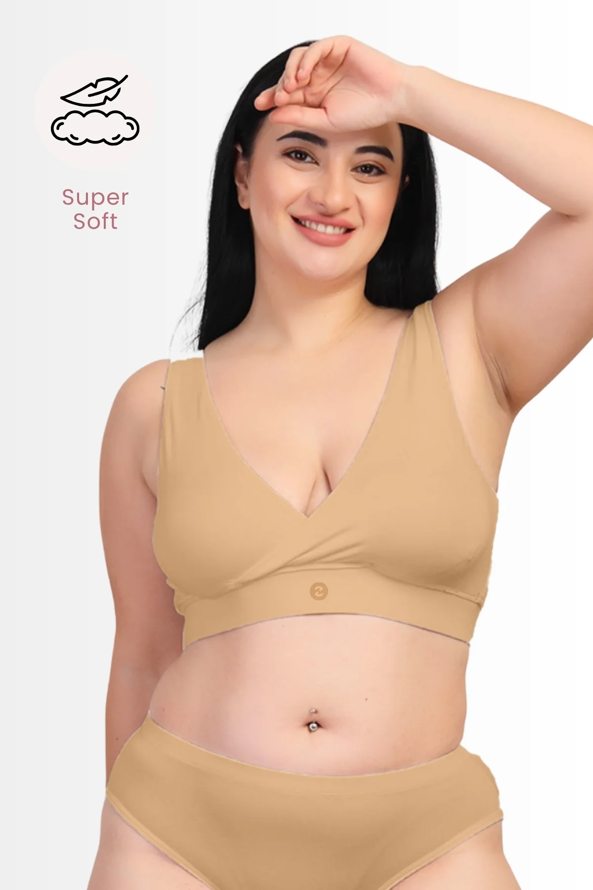 247 (Upgraded) Modal Pack of 2 Padded Maternity Feeding Bra (Skin) - Image 5
