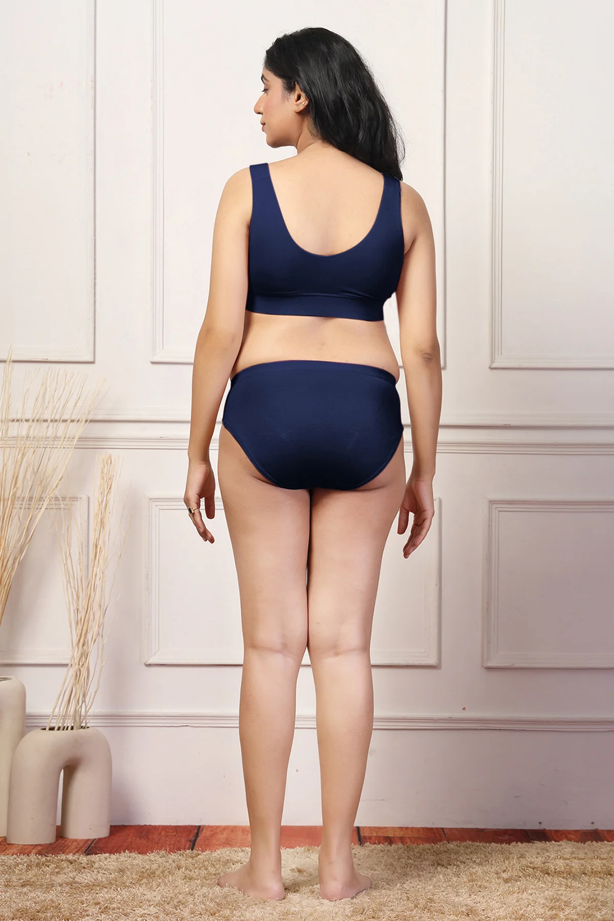 247 (Upgraded) Navy Blue Modal Padded Maternity Feeding Bra - Image 9