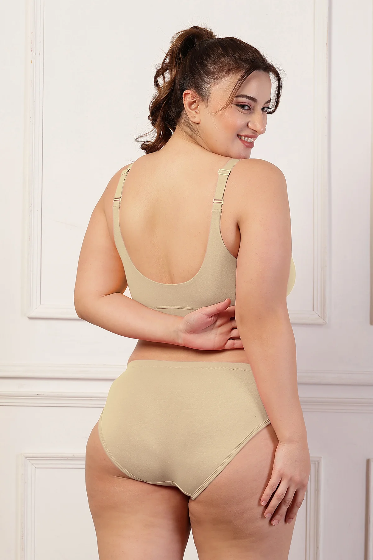 247 Pack Of 2 Extra Support Cotton Feeding Bra with Adjuster - (Navy, Skin) - Image 5