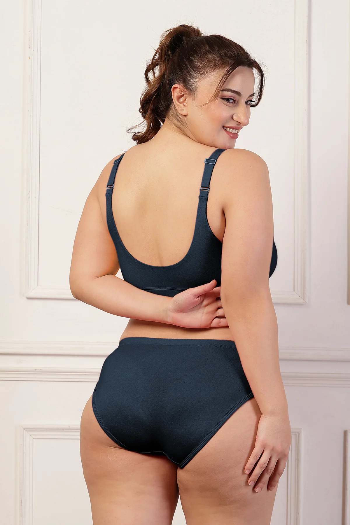 247 Pack Of 2 Extra Support Cotton Feeding Bra with Adjuster - (Navy, Skin) - Image 7