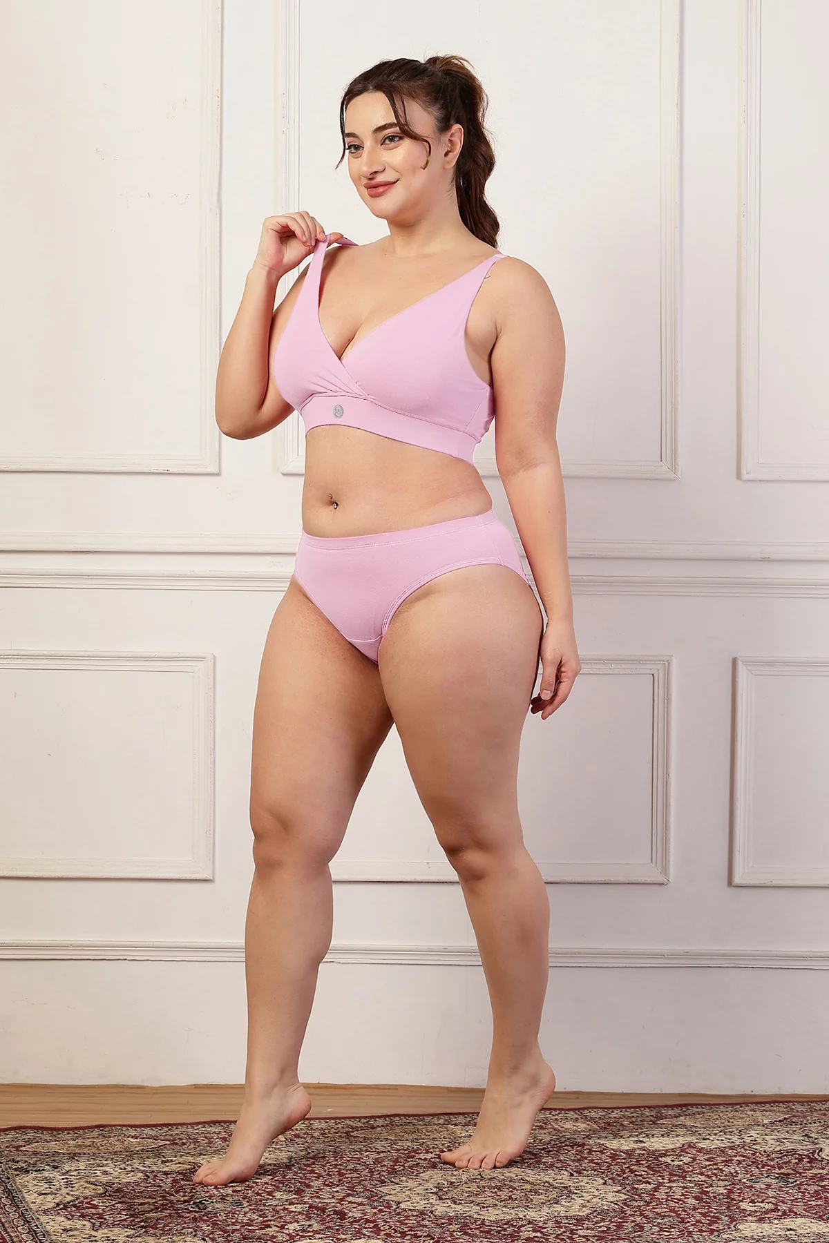 247 Pack Of 2 Extra Support Cotton Feeding Bra with Adjuster - (Pink, Brown) - Image 13