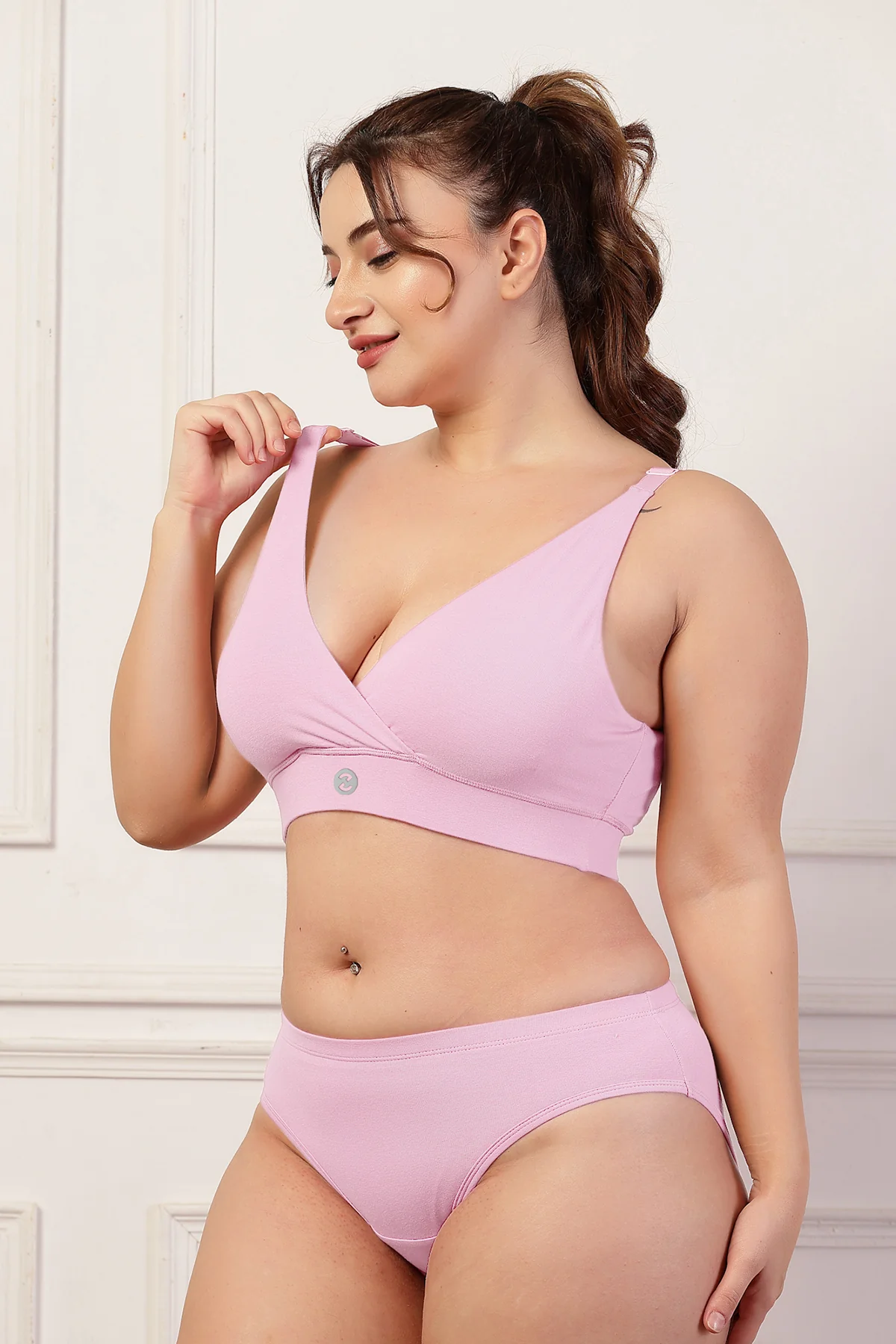 247 Pack Of 2 Extra Support Cotton Feeding Bra with Adjuster - (Pink, Brown) - Image 16