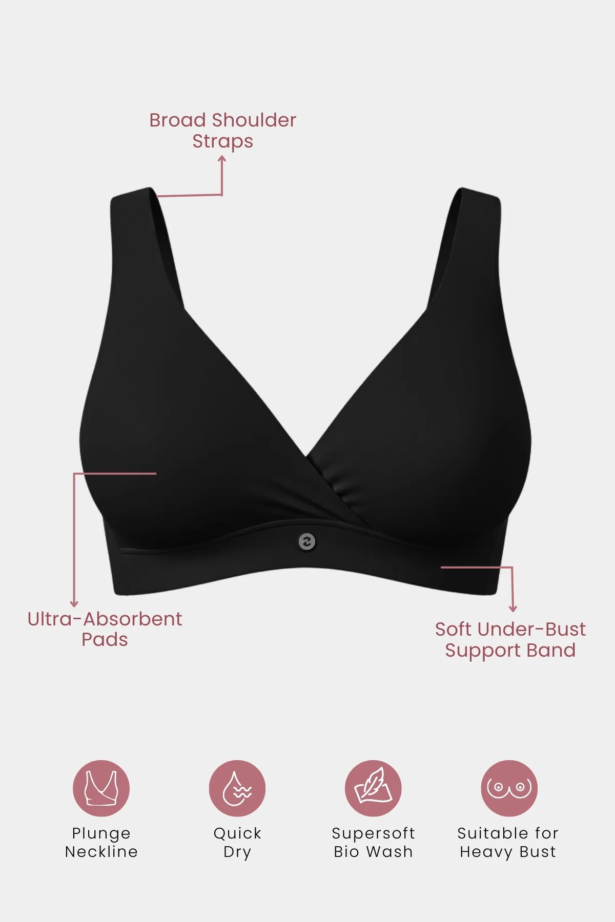 247 (Upgraded) Modal Padded Maternity Feeding Bra Pack of 3 ( Black ) - Image 3