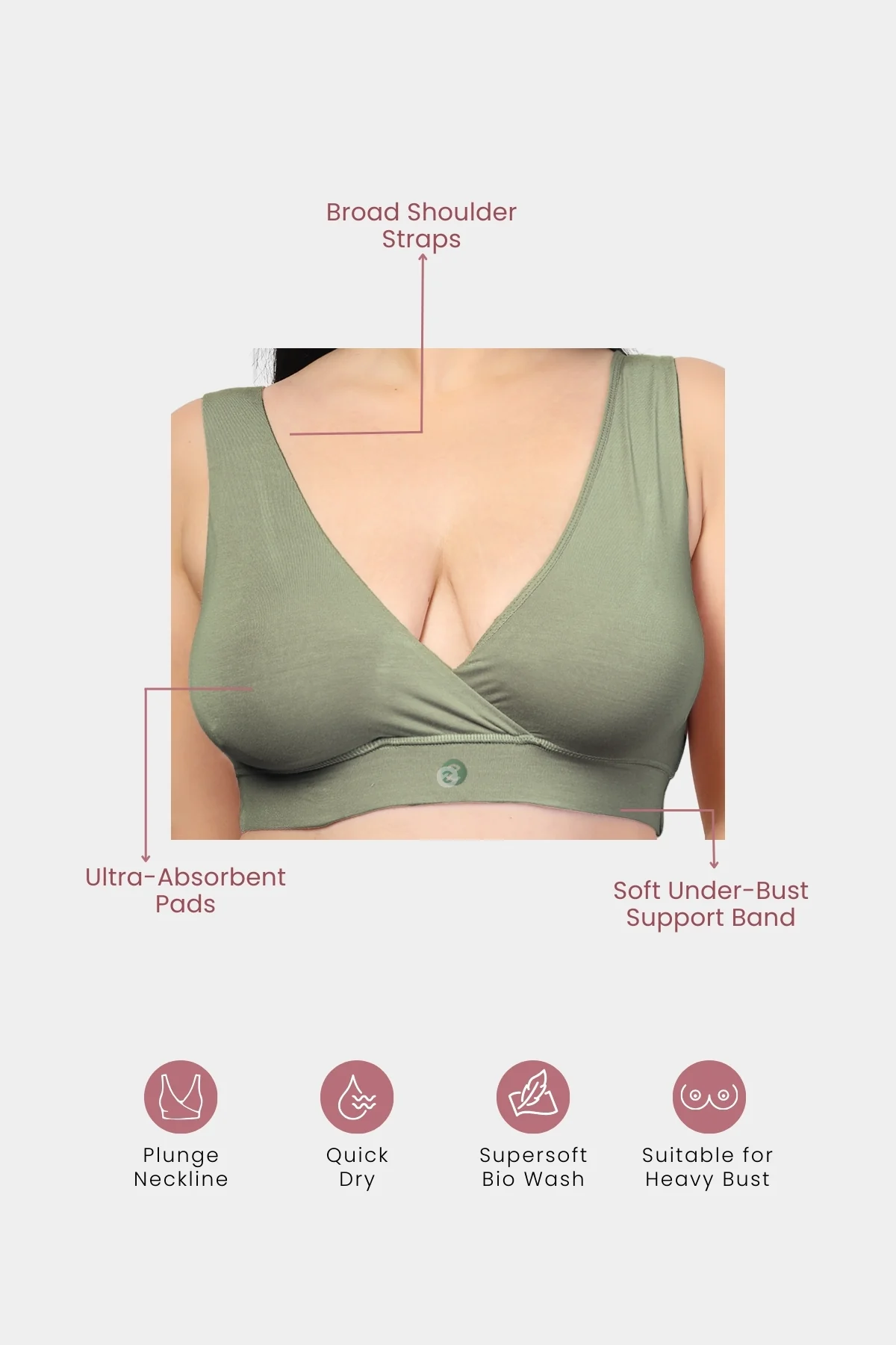 247 (Upgraded) Matcha Modal Padded Maternity Feeding Bra - Image 3