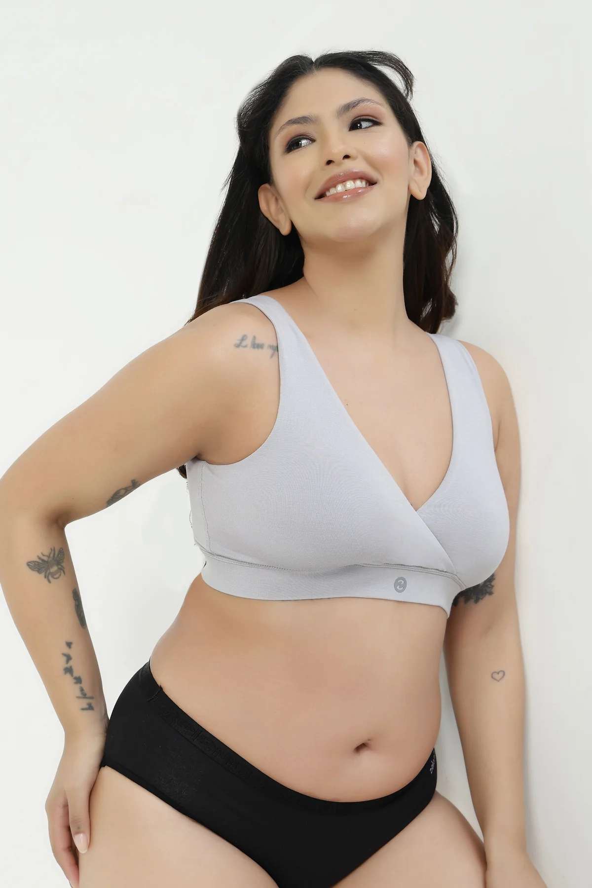 247 (Upgraded) Silver Grey Modal Padded Maternity Feeding Bra - Image 5