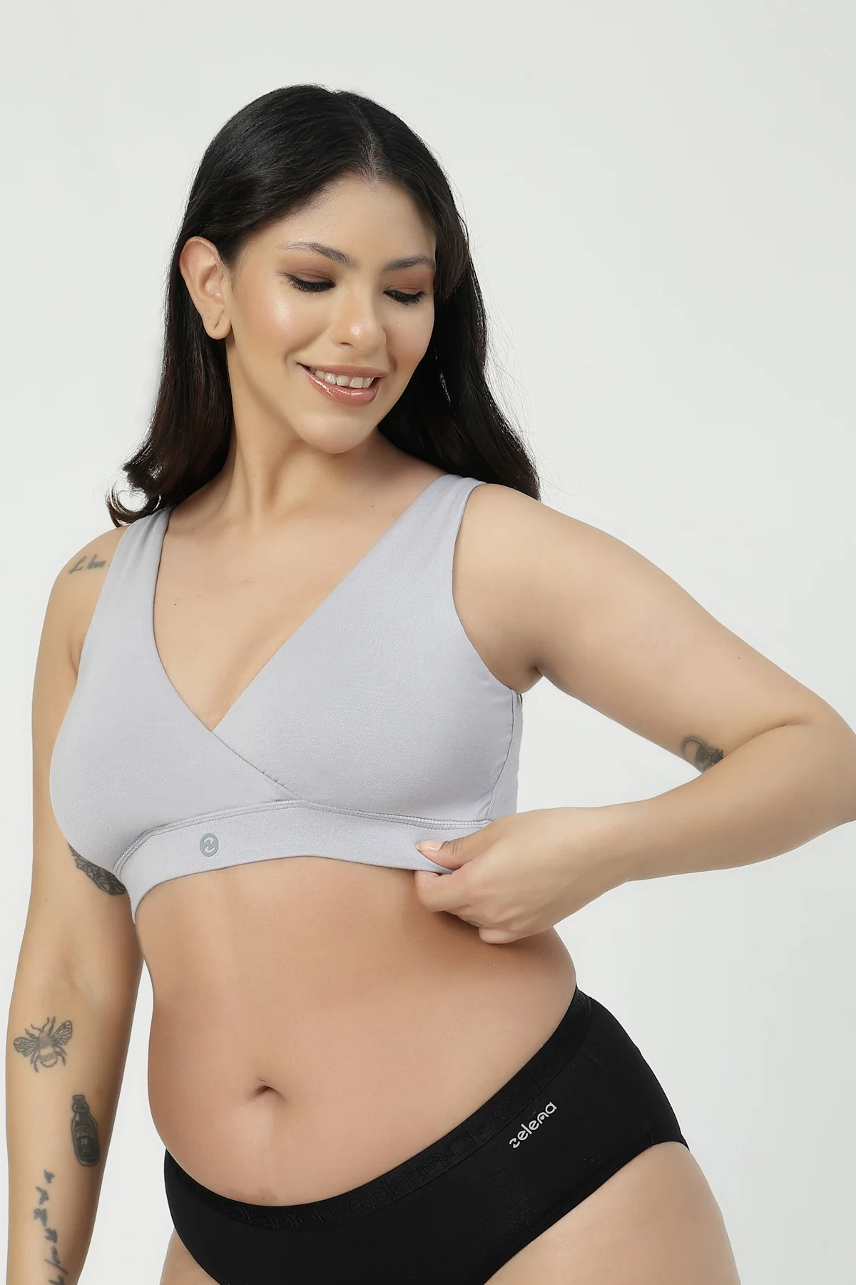 247 (Upgraded) Silver Grey Modal Padded Maternity Feeding Bra - Image 6
