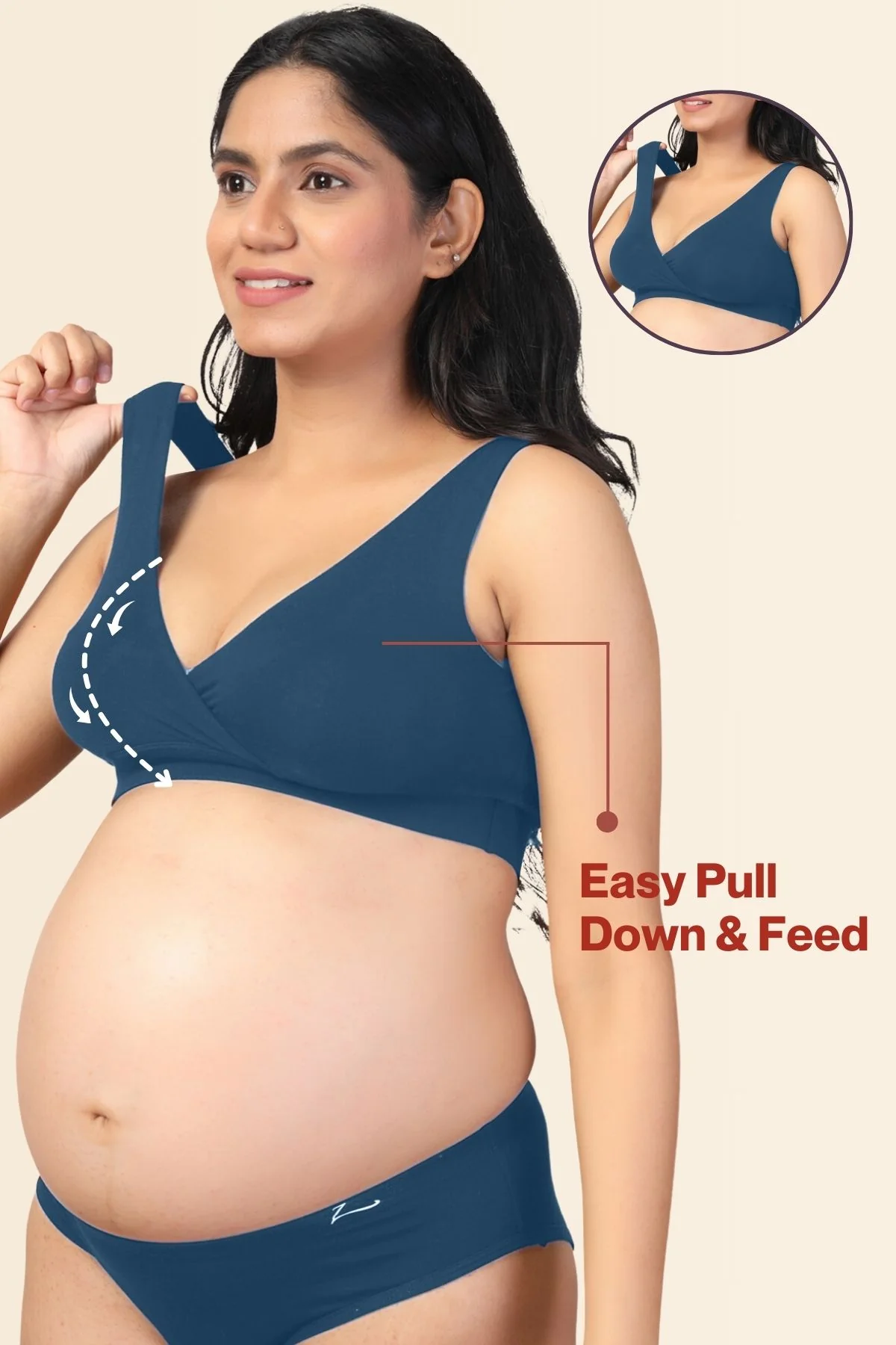 247 (Upgraded) Teal Modal Padded Maternity Feeding Bra - Image 5