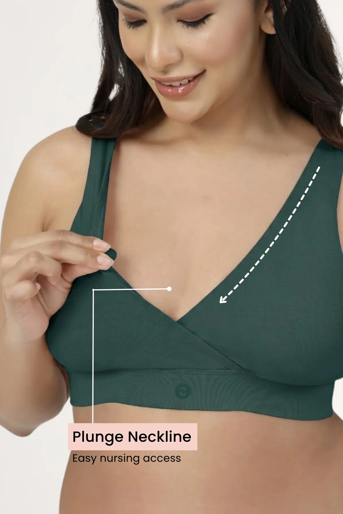 247 (Upgraded) Modal Padded Maternity Feeding Bra - Hunter Green - Image 3
