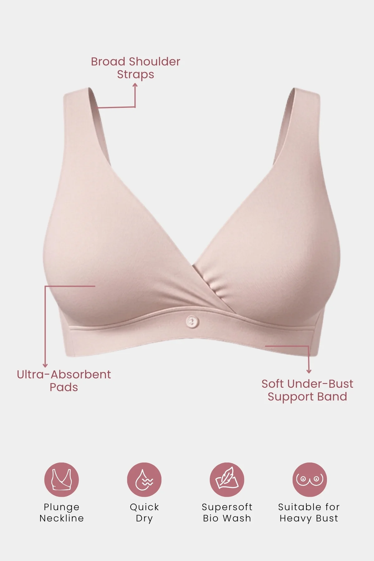 247 (Upgraded) Modal Padded Maternity Feeding Bra - Nude Almond - Image 12
