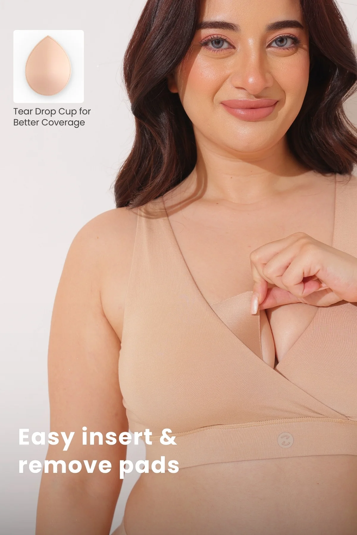 247 (Upgraded) Modal Padded Maternity Feeding Bra - Nude Almond - Image 3