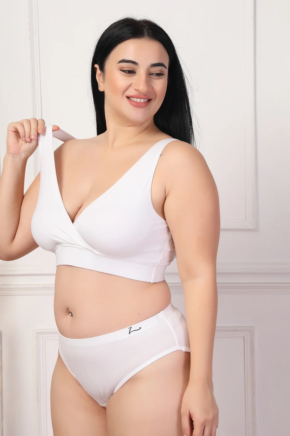247 White Padded Maternity Feeding Bra and Panty Set - Image 17
