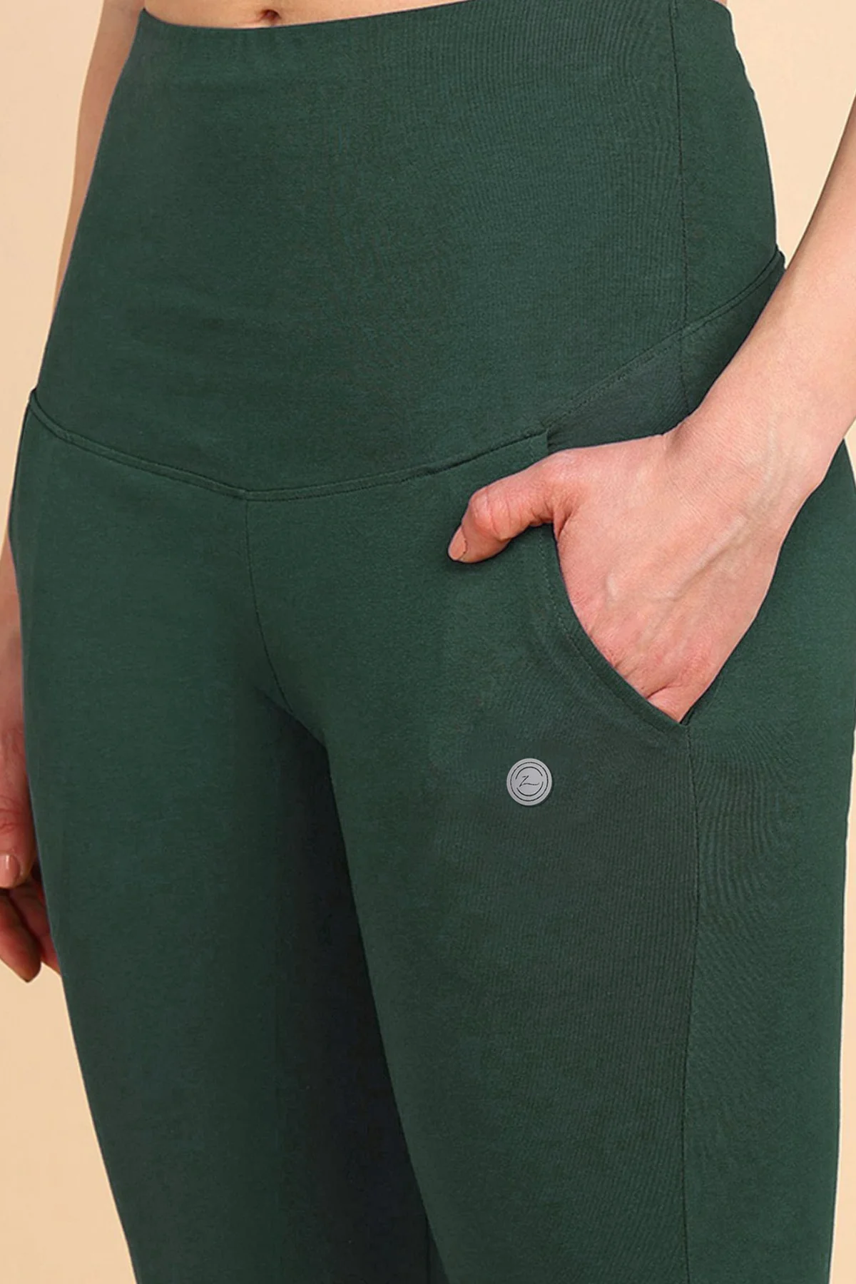 247 Zactive™ Bottle Green High Waist Trousers (Pregnancy & Postpartum) - Image 2