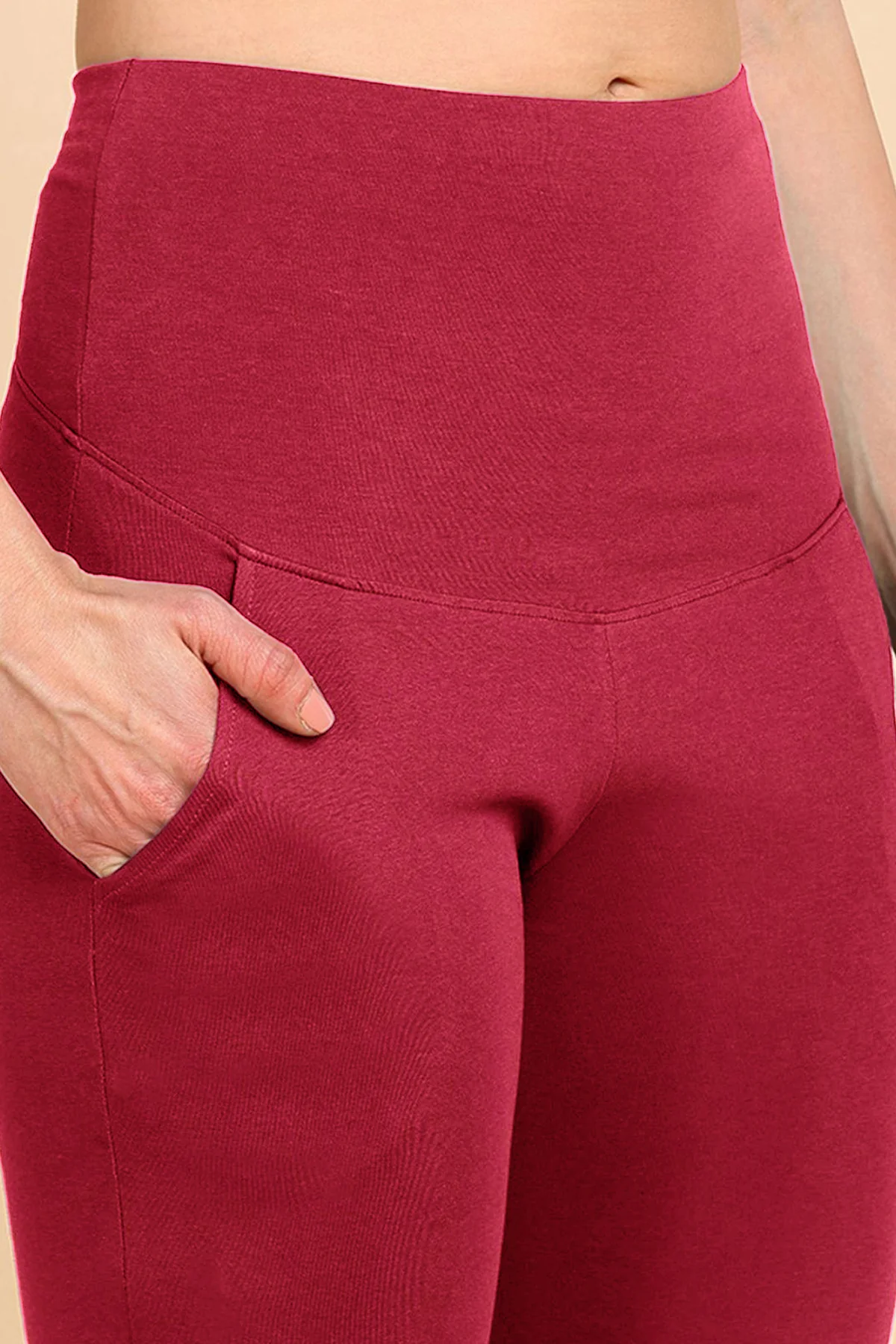 247 Zactive™ Deep Red High Waist Trousers (Pregnancy & Postpartum) - Image 4