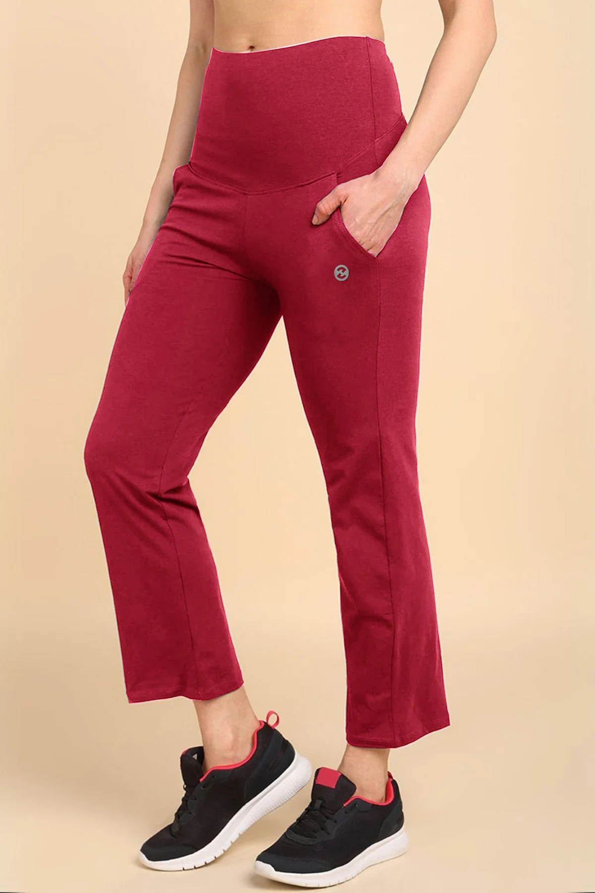 247 Zactive™ Deep Red High Waist Trousers (Pregnancy & Postpartum) - Image 6