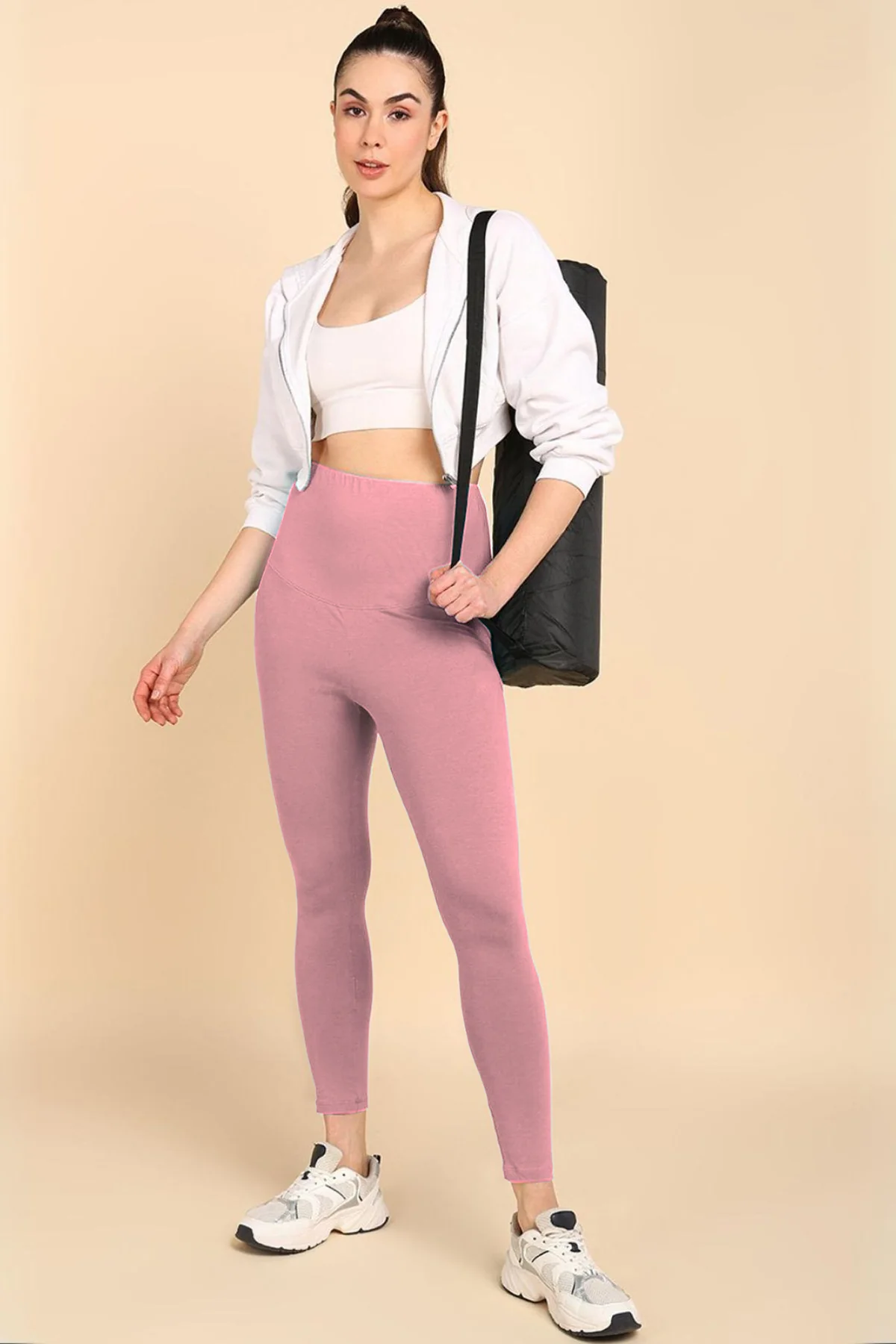 247 Zactive™ Deep Salmon High Waist Leggings (Pregnancy & Postpartum) - Image 4
