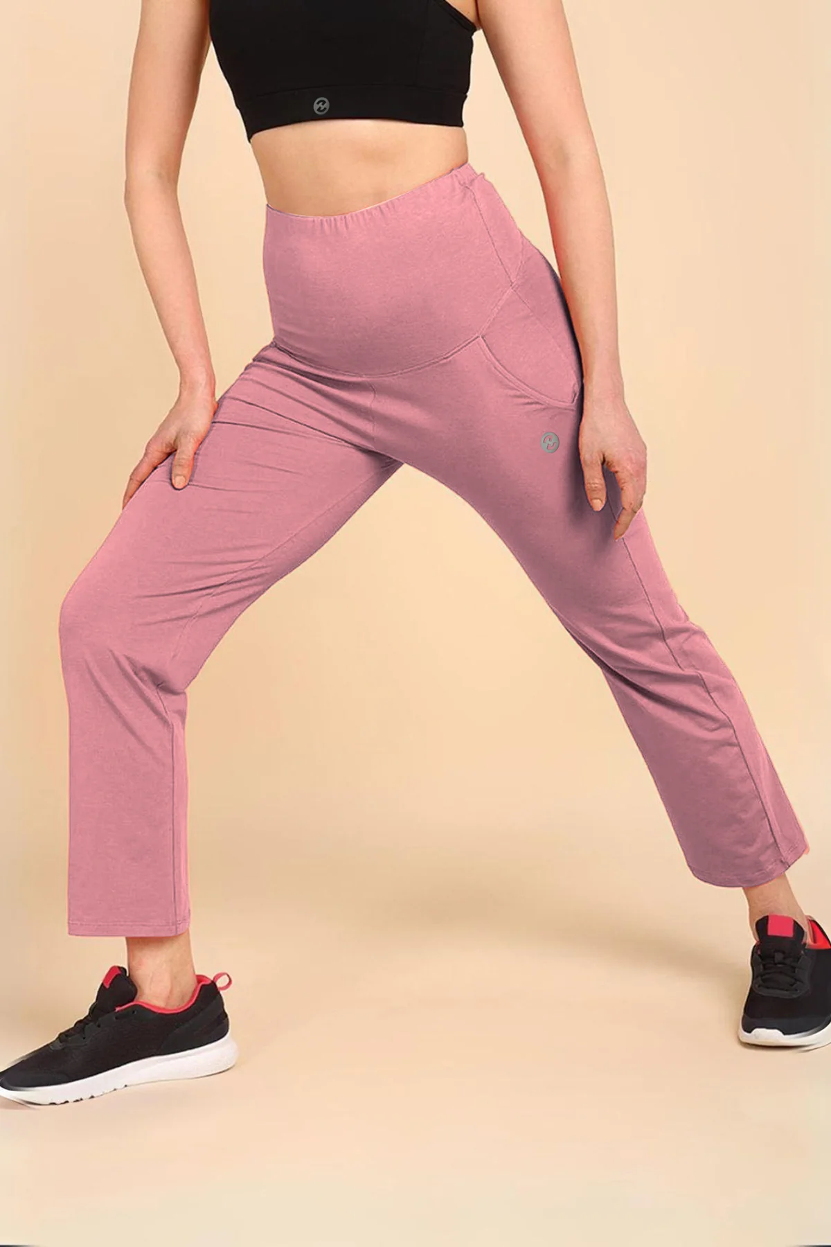 247 Zactive™ Deep Salmon High Waist Trousers (Pregnancy & Postpartum) - Image 4