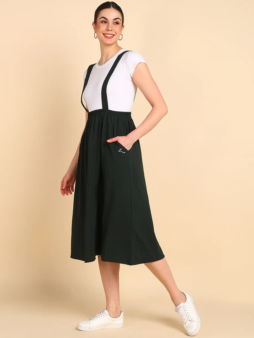 Bottle Green 100% Cotton Jersey Maternity Skirt with Detachable Strap & Pockets - Image 5