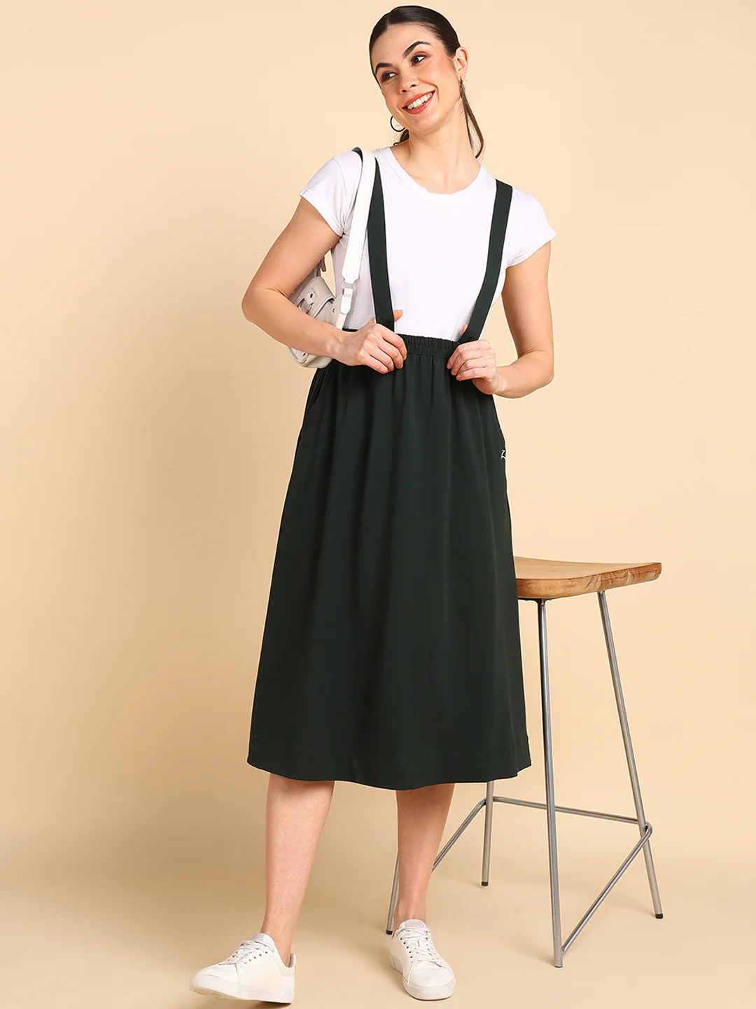 Bottle Green 100% Cotton Jersey Maternity Skirt with Detachable Strap & Pockets - Image 6