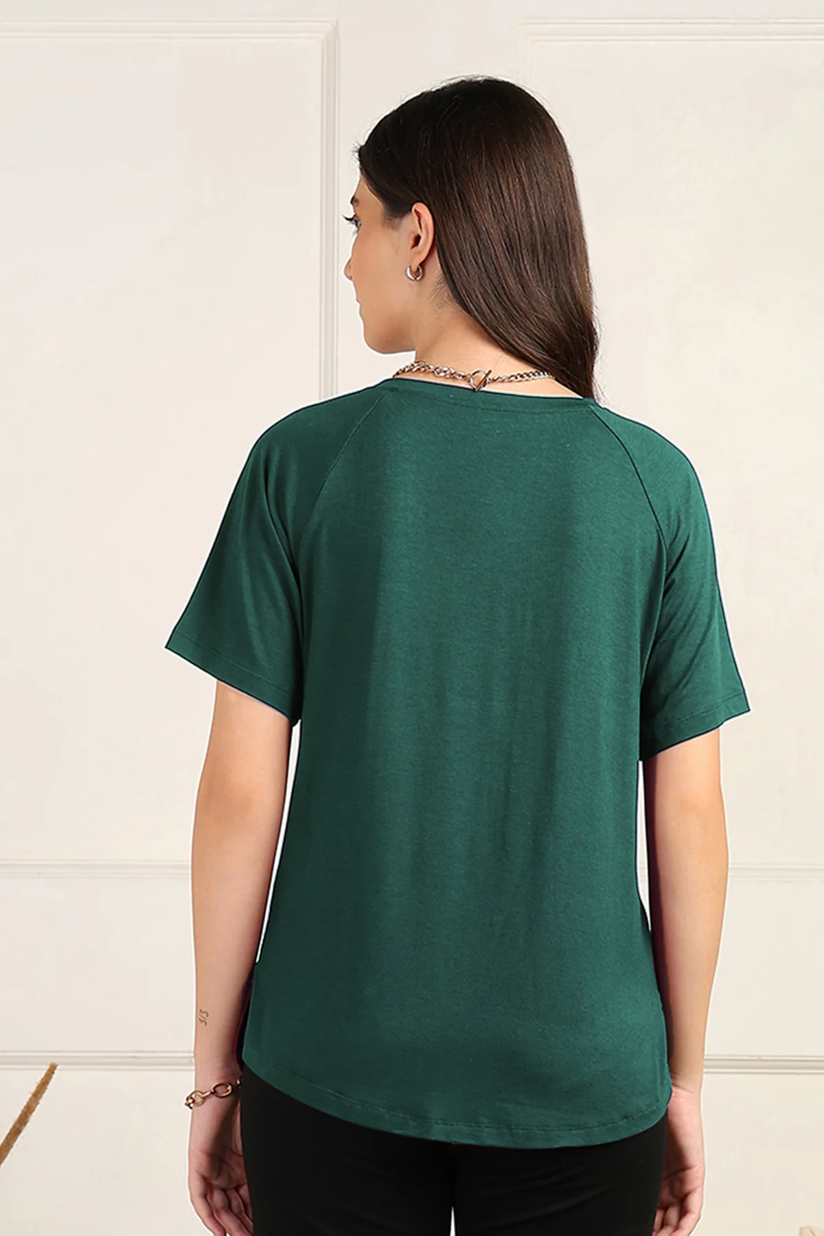 Deep Emerald Solid Nursing Top with Side Zip Access - Image 4