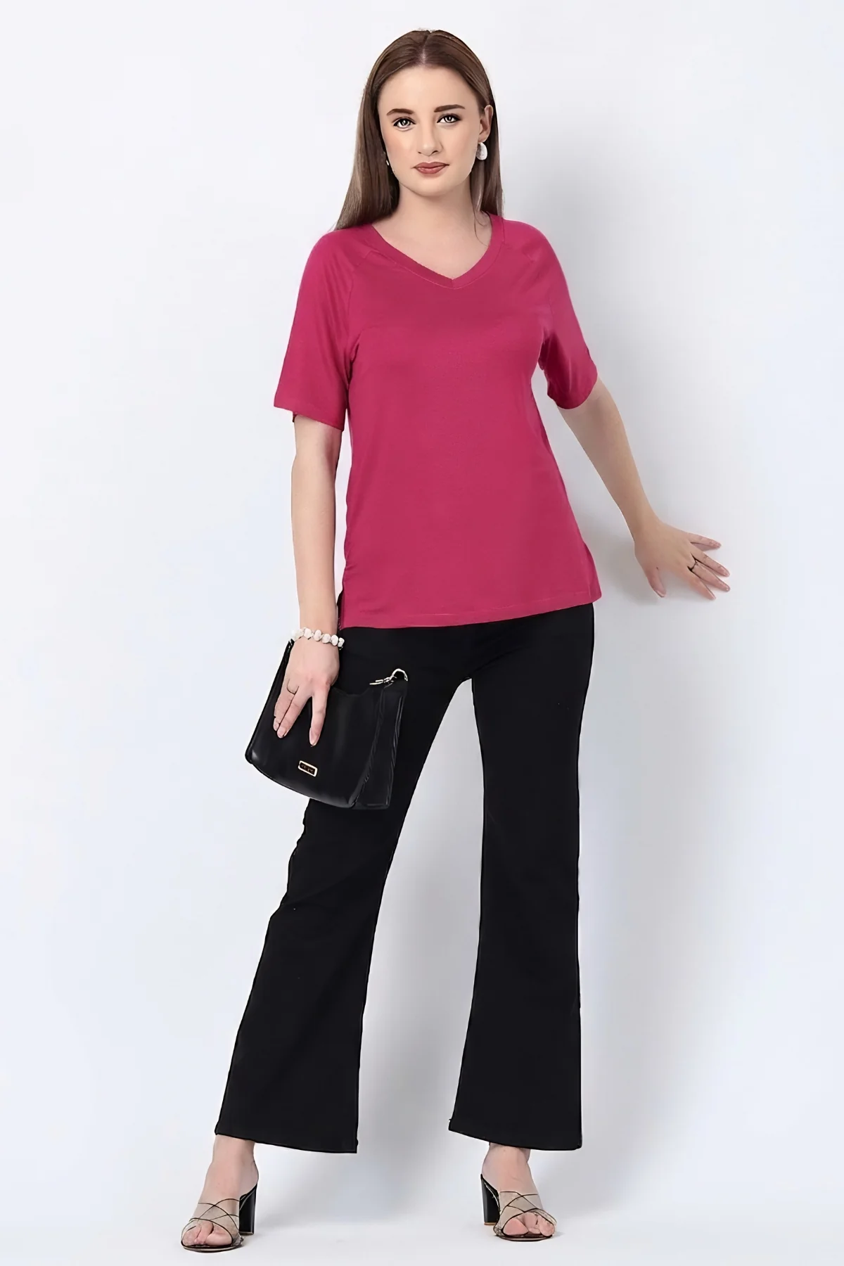 Deep Rose Solid Nursing Top with Side Zip Access - Image 7