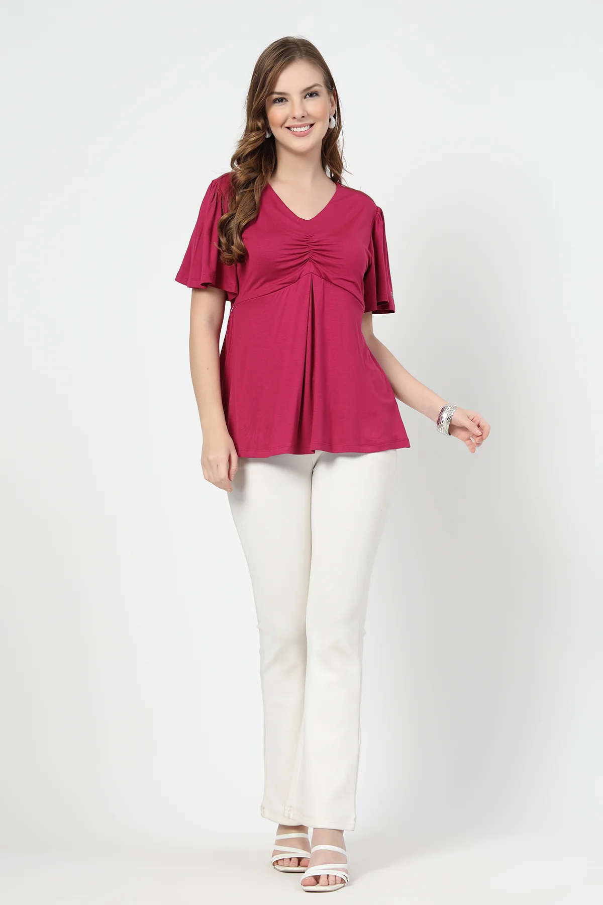 Feeding top with in-built bra - Deep Rose - Image 10